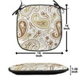 thumbnail image 5 of Paisley Chair Seating Cushion Set of 6, Floral Patterns with Paisley Inspired and Tulips Persian Hippie Art, Seat Pads for Office with Anti-slip Backing, 16"x16", White Chocolate Umber, by Ambesonne, 5 of 7