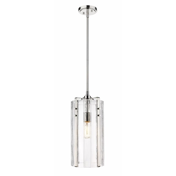 3036P8-PN-Z-Lite-Alverton - 1 Light Pendant In Industrial Style-18 Inches Tall and 8 Inches Wide-Polished Nickel Finish