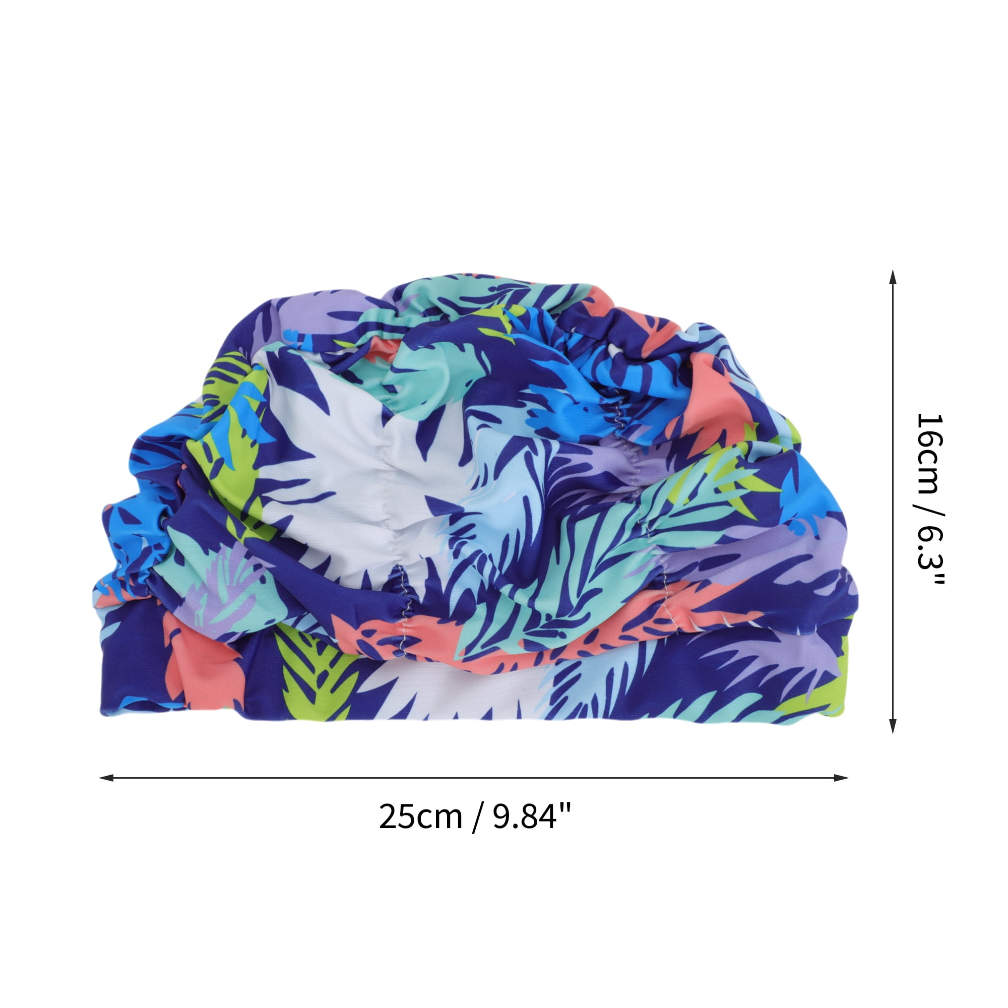 Unique Bargains 1Pc Breathable Pleated Style Swimming Cap Blue White