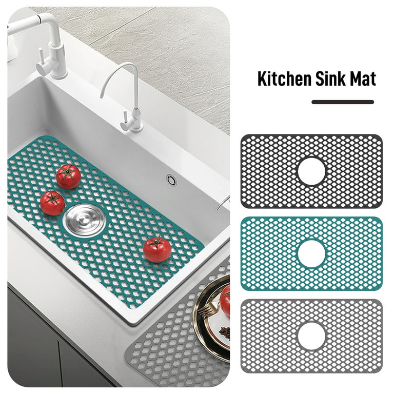 Moryimi Silicone Sink Mat Large, White Silicone Sink Mats and Protectors,  Silicone Sink Protector with Cutout Drain Holes for Kitchen Farmhouse