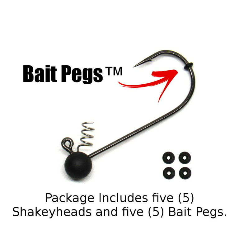 Harmony Fishing - Tungsten Shakeyhead Jigs [Pack of 5 w/ 10 Bait Pegs]  shaky head jig hooks for bass fishing
