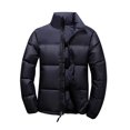 thumbnail image 2 of Pejock Men's Winter Down Jacket - Warm Insulated Patchwork Stand Collar Coat, Long Sleeve Zipper Closure Polyester Outerwear for Casual Daily Outdoor Wear, 2 of 6