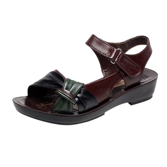 Women Ladies Summer Fashion Leather Knot Sandals Wedges Comfort Big Size Shoes