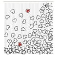 thumbnail image 3 of Ambesonne Black White Shower Curtain, Wedding Heart Shape, 69"Wx84"L, Black White Red, 3 of 5