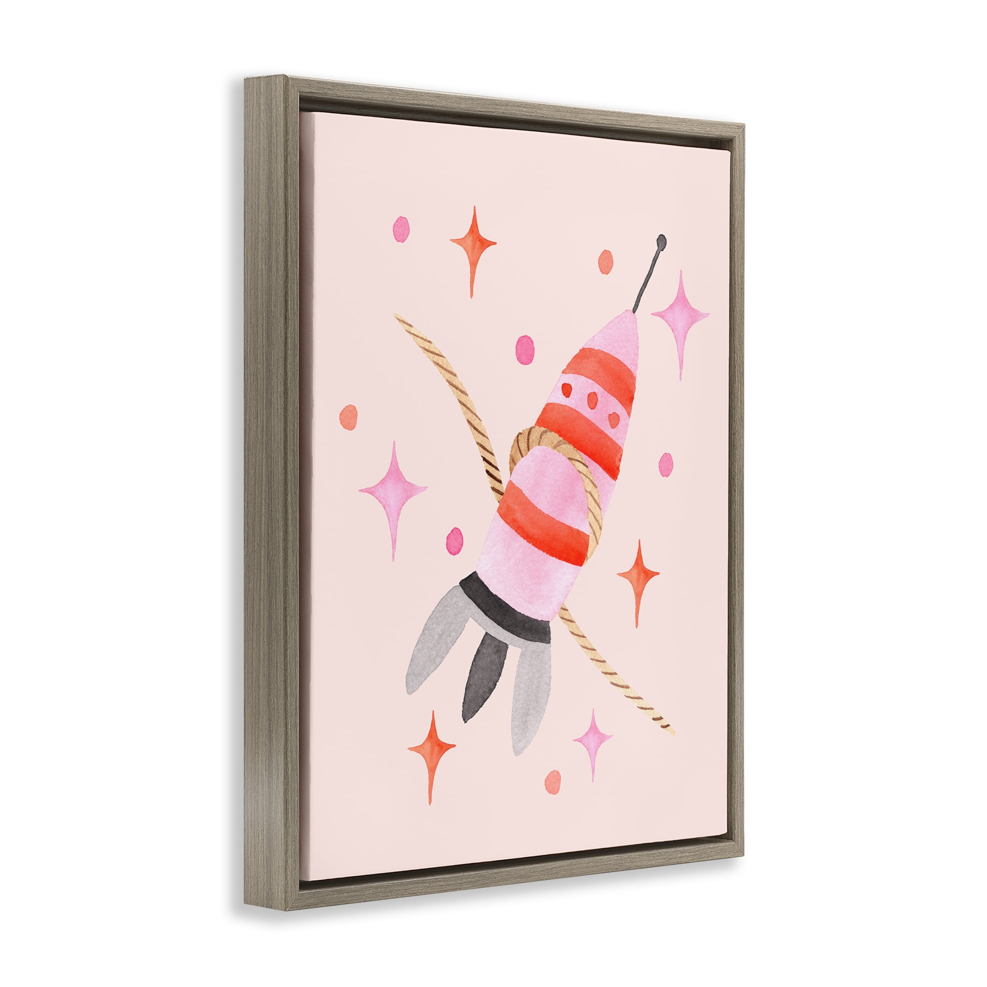 Spaceship with Lasso Brown Framed Floater Canvas Wall Art, design by Nina Jacobs