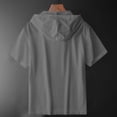 thumbnail image 5 of Antinious Men Solid V-Neck Summer Casual Short Sleeve Oversized Loose Hooded Blouse with Pocket, 5 of 5