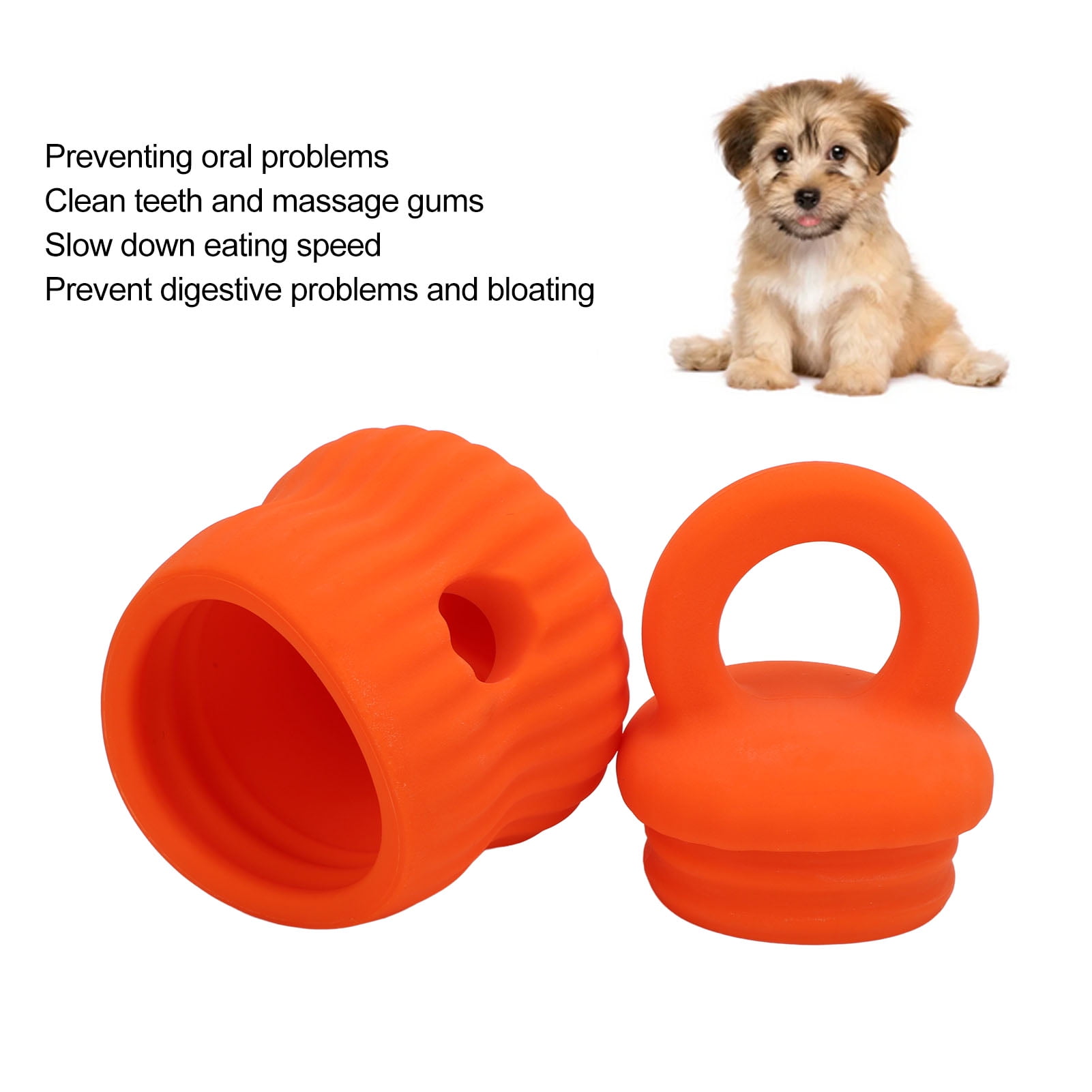 YAHHU Interactive Dog Slow Feeder Toy Orange Silicone Treat Dispenser Prevent Digestive Problems Reduce Anxiety Stress for Pets (6.69 inches / 17 cm)
