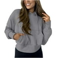 thumbnail image 2 of ClodeEU Womens Heavyweight Hoodies Sweatshirts,Vintage Cotton Women Sweatshirt with pocket Gray,Womens Plus L, 2 of 8