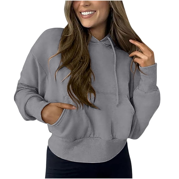 Admvng Hoodies for Women Casual Long Sleeve Ladies Sweatshirts with Hood Solid Tops, Size M-2XL