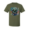 thumbnail image 2 of Wild Bobby, Colorful Abstract Skull Face Streetwear Men's Graphic T-Shirt, Military Green, X-Large, 2 of 3