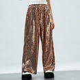 thumbnail image 2 of CAICJ98 Girls Sequin Flare Pants Sparkle Bell Bottoms Toddler Kids Elastic Waist Glitter Disco Dance Trousers with Pockets Gold,4-5 Years, 2 of 7