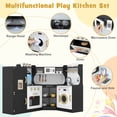 thumbnail image 5 of Costway Corner Play Kitchen Toddler Kitchen Playset with Range Hood, Ice Maker, Microwave Black, 5 of 9