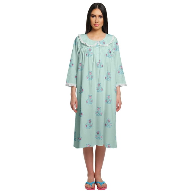Moomaya Chemise de Nuit en Coton Imprimé pour Femmes