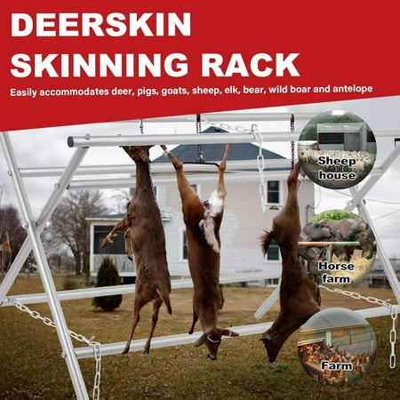 WAASOSCON 500Lbs Heavy-Duty Deer Processing Rack Adjustable Hunting Hoist Stand with X-Frame for Hog Goat Sheep Boar Field Dressing