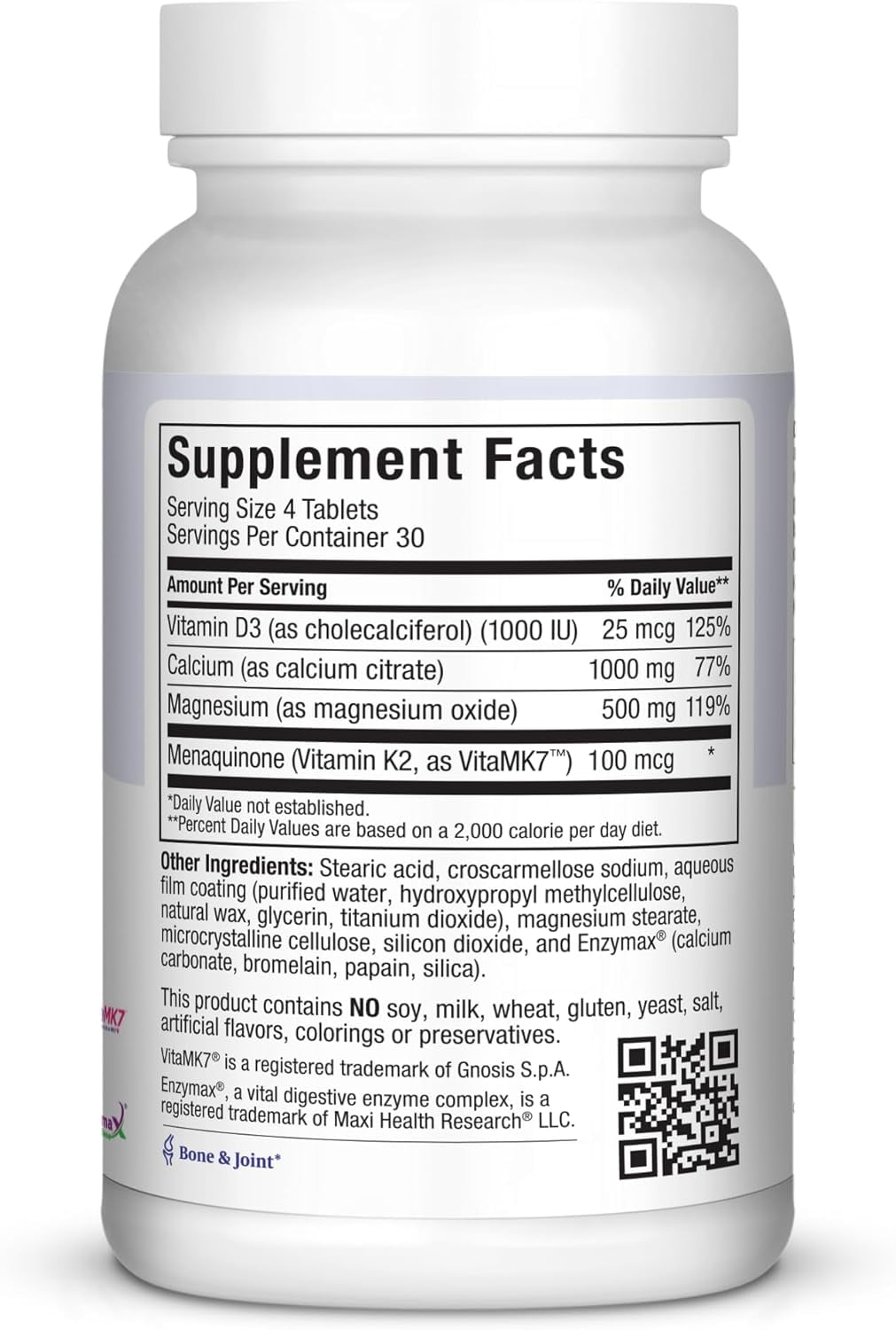Maxi Health Cal-m-D Calcium, Vitamin K2 & D3 Supplement – Bone and Immune Support – 120 Tablets