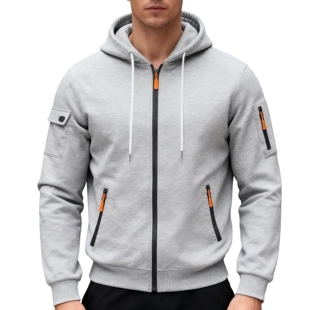 Ceisia Men's All Seasons Casual Solid Color Zipper Round Neck Long Sleeve Top - Comfortable Daily Gift Outdoor Wear