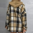 thumbnail image 5 of outfmvch long sleeve shirts for women button down plaid shirts flannel hooded shacket jacket hoodie coats womens tops womens sweaters khaki, 5 of 9