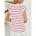 thumbnail image 5 of Spencer Womens Cap Sleeve Tops Casual Crewneck Tank Tops Summer Basic Tee Shirts Loose Striped T-Shirts Fashion (M, Red), 5 of 8