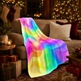 thumbnail image 3 of Rainbow Wave Abstract Colorful Fluid Art, Cozy Coastal Landscape Scene, Warm Flannel Blanket for Beach House and Living Room, Beach Lovers Housewarming Gift, Coastal Home Decor, 3 of 9