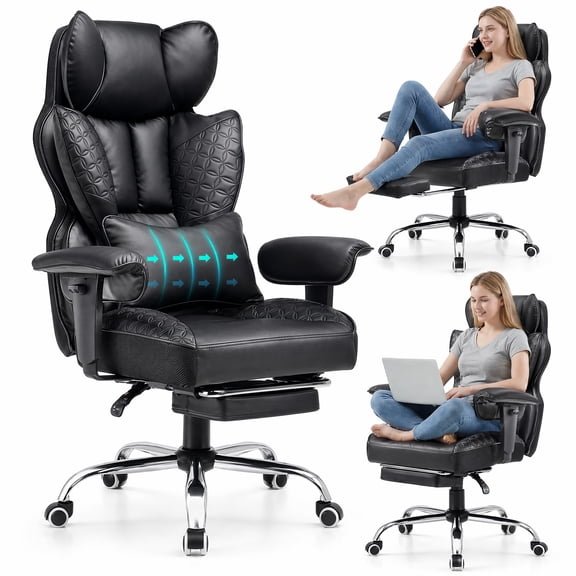 CloudRest Pro 400lbs Executive heavy duty office chair, High Back Ergonomic Computer Desk Chairwith Lumbar Back Support, Black