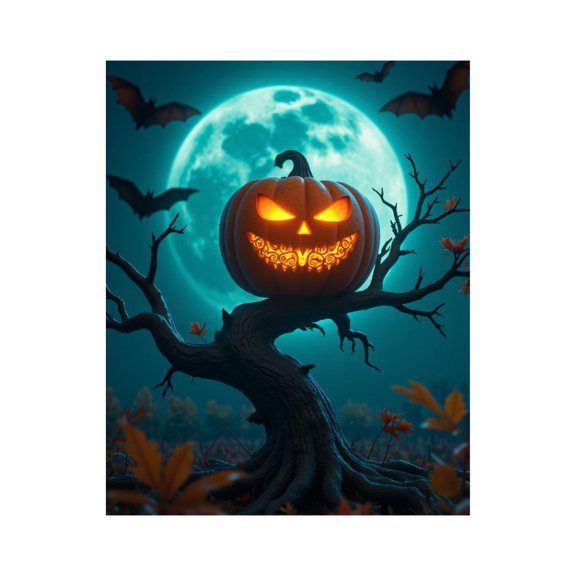 Paint by Numbers Kit for Adults, Spooky Night Pumpkin Tree Paint by Numbers, Easy Paint by Numbers Kit for Adults Beginner, DIY Adult Paint by Number Kits on Canvas, Home Decor