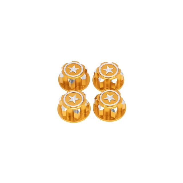 4PCS/Packs Wheel Nuts Hubcap Deepen Threaded Wheel Cover Toy Accessory Replace Parts Waterproof Caps Nuts 1/8 RC Truck Yellow