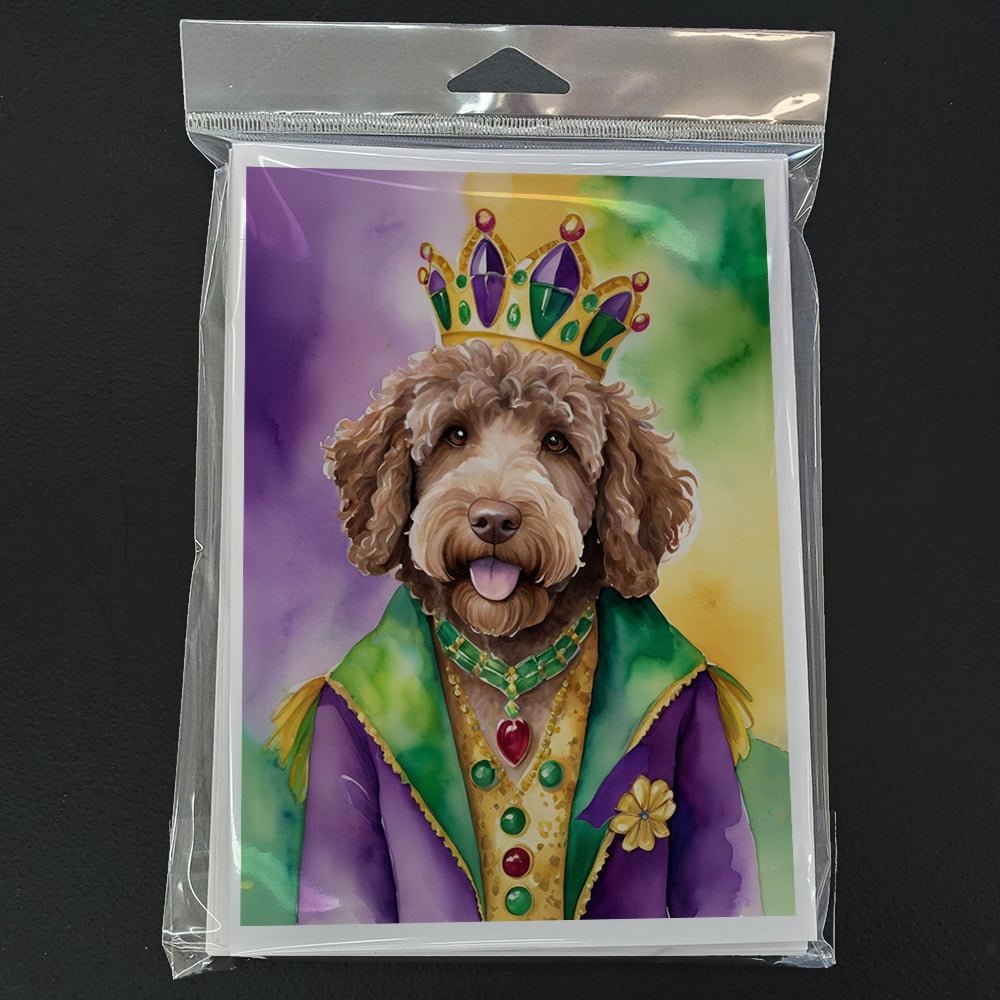 Labradoodle King of Mardi Gras Greeting Cards Pack of 8 7 in x 5 in