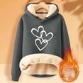 thumbnail image 2 of UAMVSH Fleece Lined Hooded Sweatshirts for Women Classic Graphic Printed Winter Warm Hoodie Sherpa Fuzzy Long Sleeve Pullover(Large,Dark Gray 1), 2 of 4