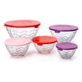 thumbnail image 1 of Set 5 Bowls Tazón De Cristal Texturizado Y Tapas De Plástico, 1 of 8