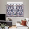 thumbnail image 5 of Orange Blue Boho Kitchen Curtains Short 45 Inch Length, Ethnic Geometric Middle Century Art Grommet Top Bedroom Living Room Curtains, Light Filtering Cafe Curtain Drapes 2 Panels Set 84''x45'', 5 of 9