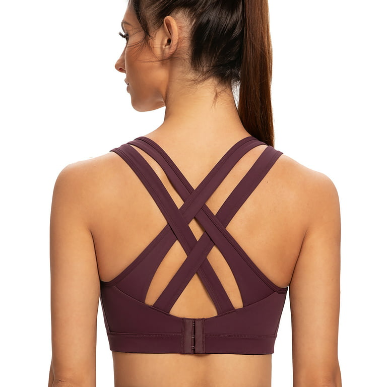 Sports Bra Strappy Back for Large Breasts Sports Bra with Cups