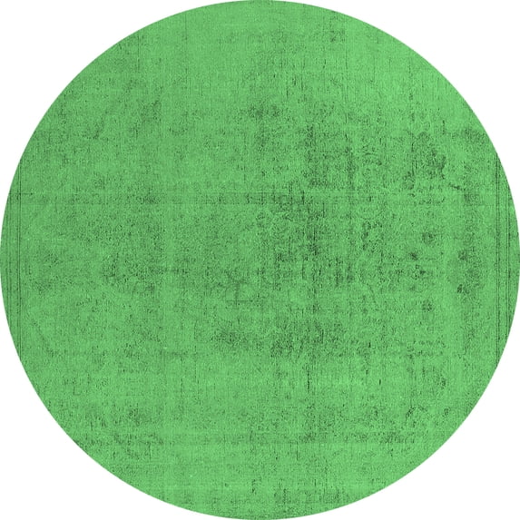 Ahgly Company Indoor Round Oriental Emerald Green Industrial Area Rugs, 8' Round