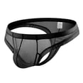 thumbnail image 2 of zeranth Men Thong Low Rise Elastic Waist U-Convex Briefs Solid Color See-through Smooth Lines Thin Panties Daily Wear, 2 of 6
