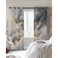 thumbnail image 3 of Grey Marble Blackout Curtains 63 Inches Long for Bedroom, Modern Abstract Ink Painted Aesthetics Thermal Insulated Room Darkening Black Out Window Curtain Panels Grommet Drapes for Living Room, 3 of 8