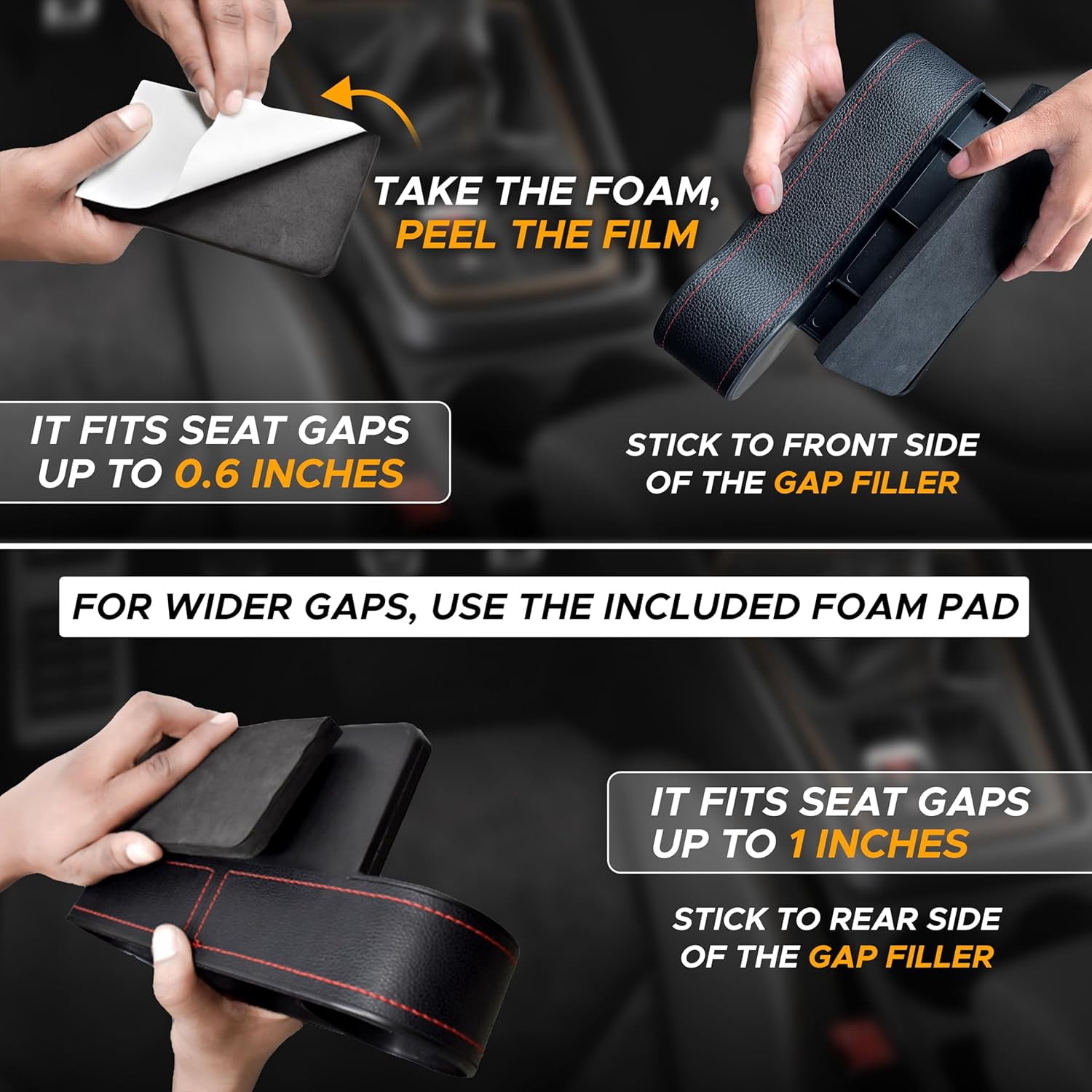 EcoNour Car Seat Gap Filler with Cup Holder & Headrest Hooks - 2 Pack Car Organizer