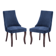 thumbnail image 5 of Tcbosik Modern Upholstered Dining Chairs Set of 2, Linen Fabric Accent Chair with Wood Legs, Side Chair for Living Room, Kitchen, Blue & Brown, 5 of 11