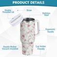 thumbnail image 4 of 40 oz Tumbler With Handle Stainless Steel Insulated Tumbler With Lid for Car Cup Holder Small Pink Floral Pattern, 4 of 9
