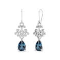 thumbnail image 2 of 7x5 MM Pear Shape London Blue Topaz 925 Sterling Silver Filigree Dangle Drop Mother's Day Gift Women Earring, 2 of 4