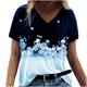 thumbnail image 2 of Pntutb Adulto Moda Mujer Cuello en V Manga corta tops Camiseta Estampados de flores Suelto Corto Pntutb Pntutb-7130, 2 of 5