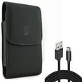 thumbnail image 1 of Leather Case Belt Clip w Type-C 10ft USB Cable for Samsung Galaxy A73 5G,A13 5G,A03s Phones - Holster Cover Pouch Vertical, Charger Cord Power Wire USB-C, 1 of 12