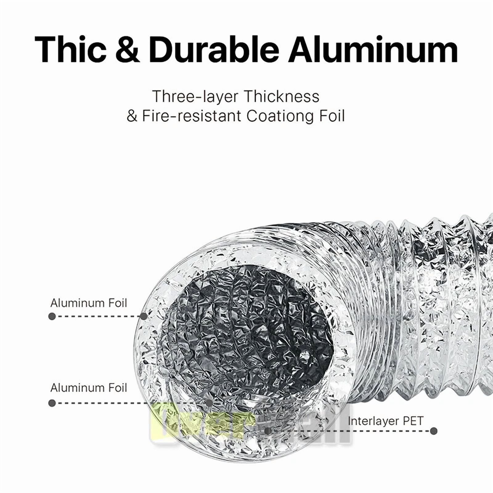 Flexible Aluminum Duct Ducting 4" Inch Dryer Vent Hose For Hvac