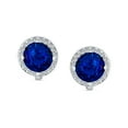 thumbnail image 2 of Bling Jewelry Womens Traditional 2CT Round Blue CZ Halo Clip-On Earrings Silver Plated 7MM, 2 of 4