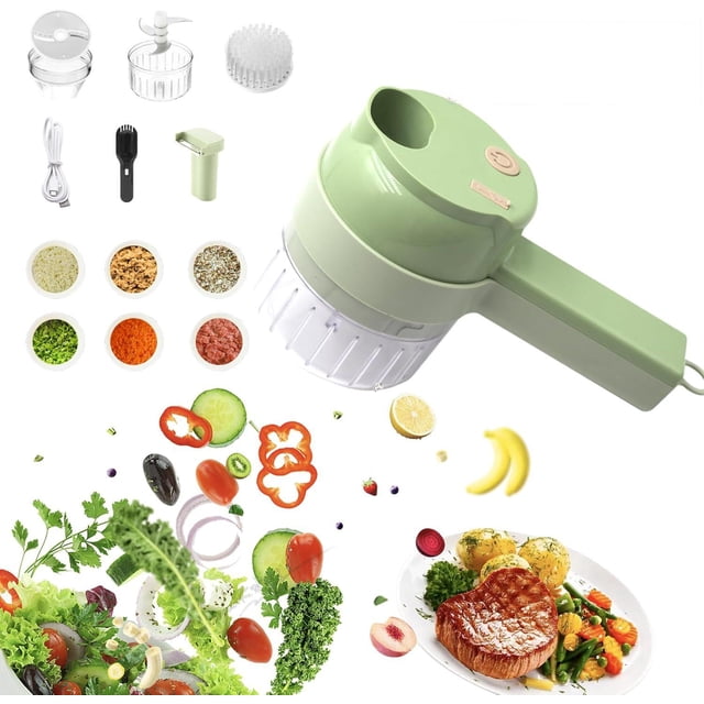 Procesador de Verduras Eléctrico Inalámbrico 4 en 1 con Batidor para Huevos y Crema