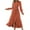 Orange, variant on Women's Long Sleeve V Neck Maxi Dress Casual Swiss Dots Bohemian Flowy Pleated Belted A-Line Long Dress Fall Holiday Boho Midi Dress Cocktail Wedding Guest Dresses for Women
