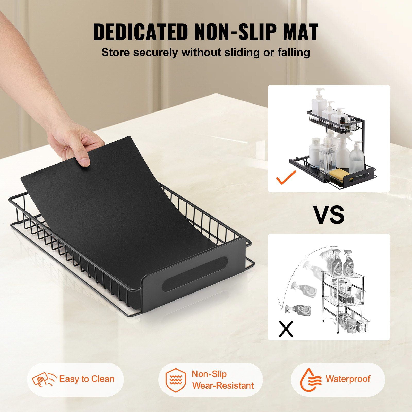 2-Tier Wire Pull Out Cabinet Under Sink Organizer 10.7"x14.2" Drawer Basket 2PCS 10.7x14.2 in