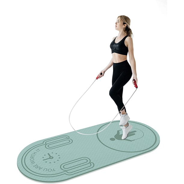 Fitness Exercise Mat Knees Protection Impact Absorption Jumping Rope Mat Non-Slip for Home Gym（140cm*62cm*8mm） LaiEr Jump Rope Mat 