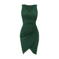 thumbnail image 1 of Vestido sexy de fiesta sin mangas con cuello en V, plisado y color liso para mujer, 1 of 1