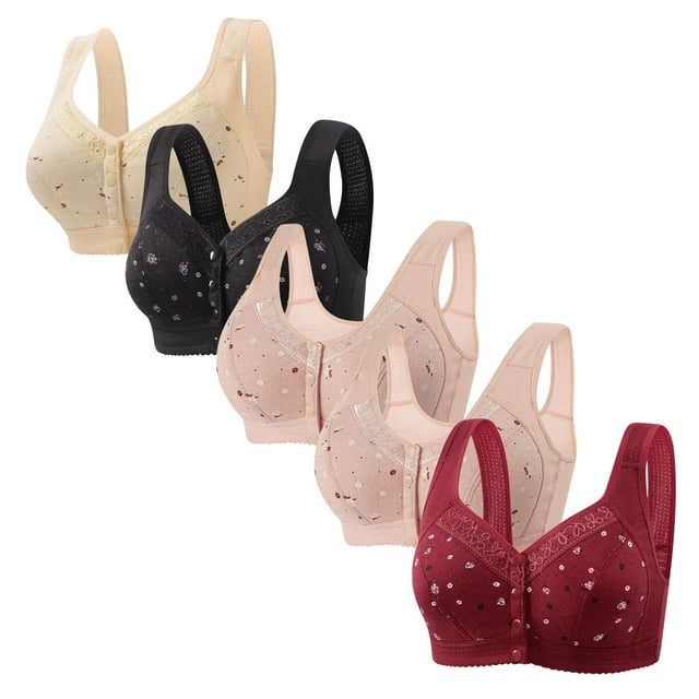 LOVZFMLL Bras for Women 5pc Woman's Comfortable Lace Breathable Bra Underwear No Rims Beige M