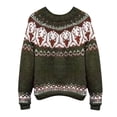 thumbnail image 4 of Women's Pullover Sweater Women'S Knitted Isle Print Retro Sweater Casual Loose Crewneck Long Sleeve Lightweight Cropped Pullover Tops, Women's Pullover Sweater L, 4 of 4