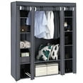 thumbnail image 3 of 68" Portable Closet Wardrobe with Cover, Heavy Duty Clothes Rack Organizer with Hanging Rods, Storage Shelves for Hanging Clothes, Bedroom and Travel, Gray, 3 of 8